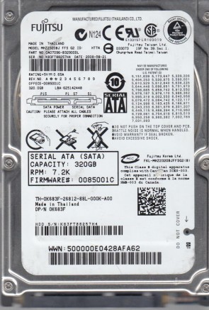 MHZ2320BJ FFS G2 Fujitsu 320GB SATA 2.5 Inch Hard Drive